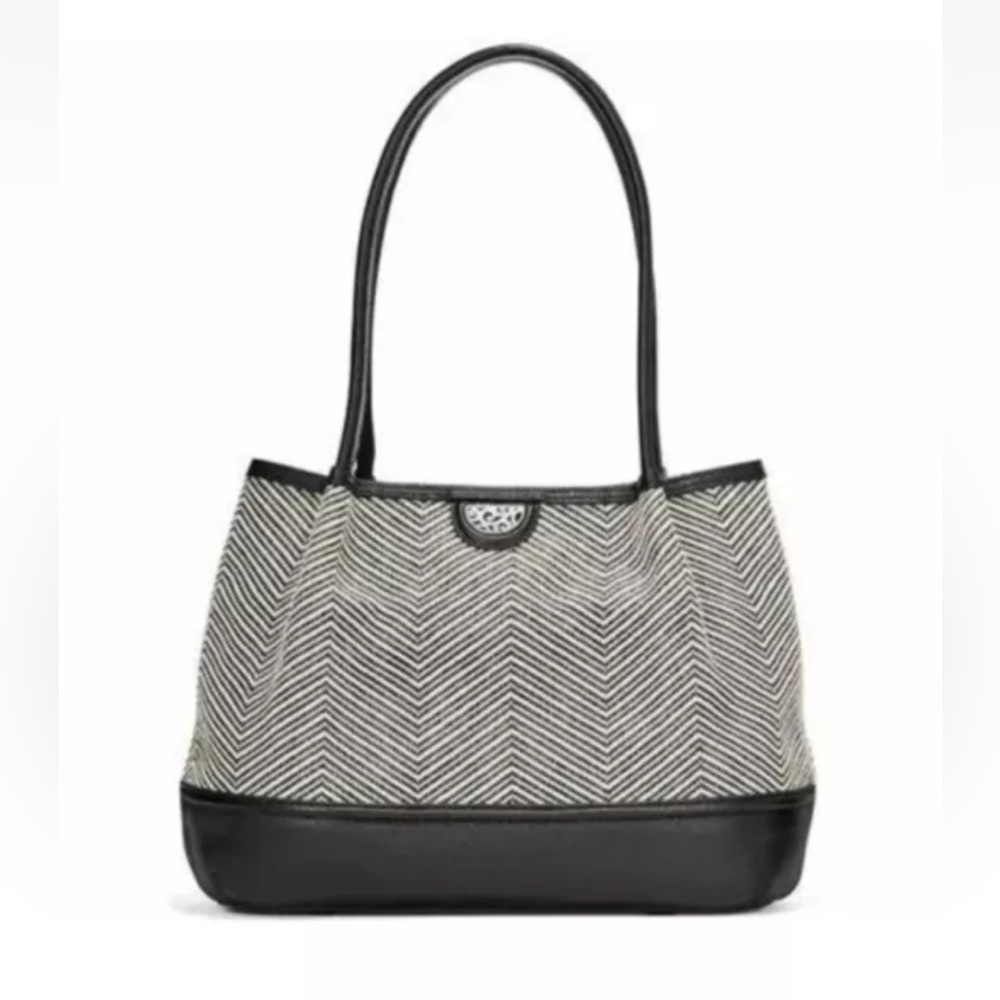 Brighton Pretty Tough Cala Tote Herringbone Fabric & Leather Shoulder Bag